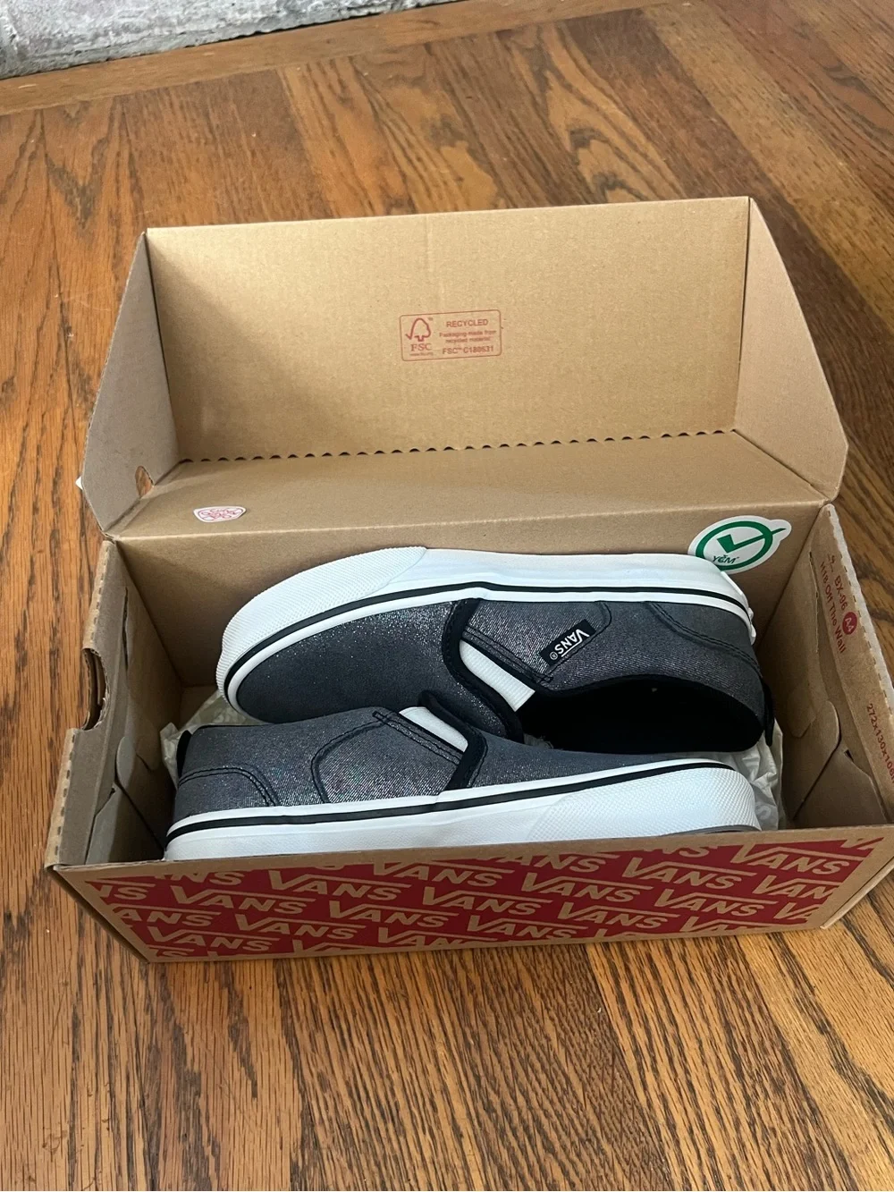 Shimmer Black Asher Vans